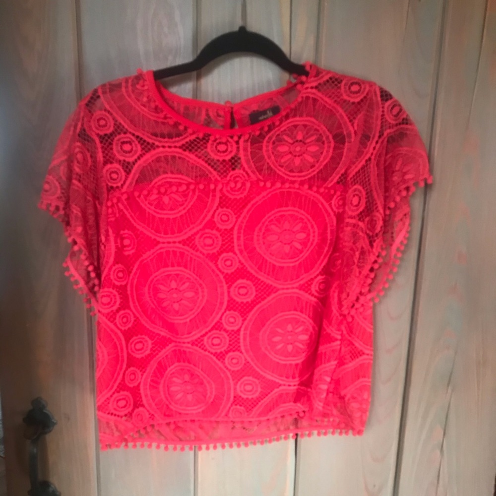 Red lace blouse